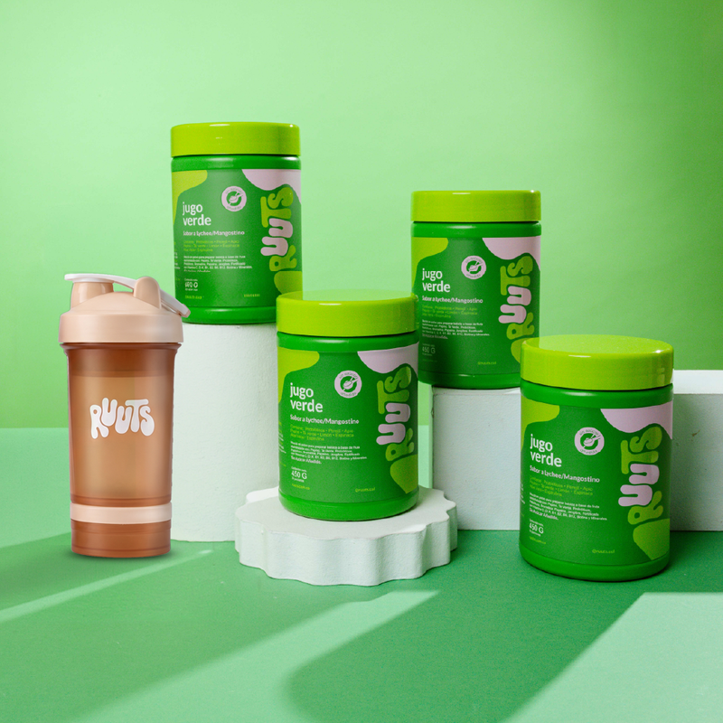 Combo 4 unidades Jugo verde en polvo RUUTS + Shaker regalo — 120 porciones