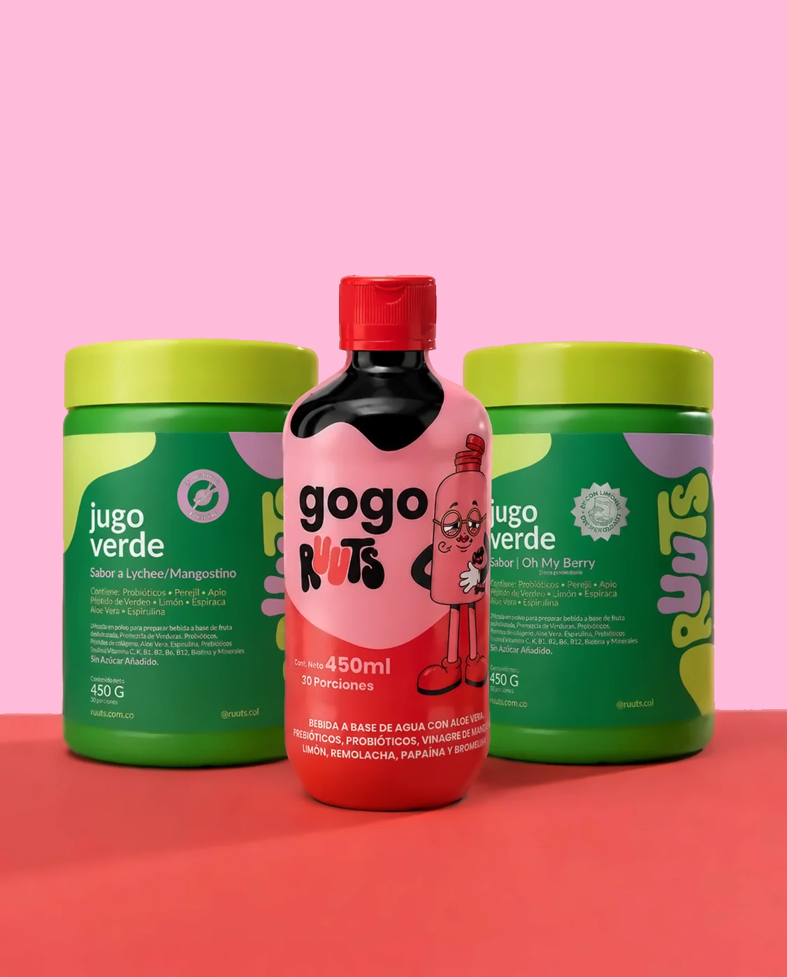 Combo 2 unidades Jugo verde polvo RUUTS + 1 unidad GOGO RUUTS - 60 porciones