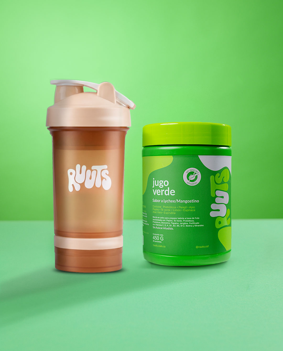 Combo RUUTS Jugo Verde en Polvo + Shaker